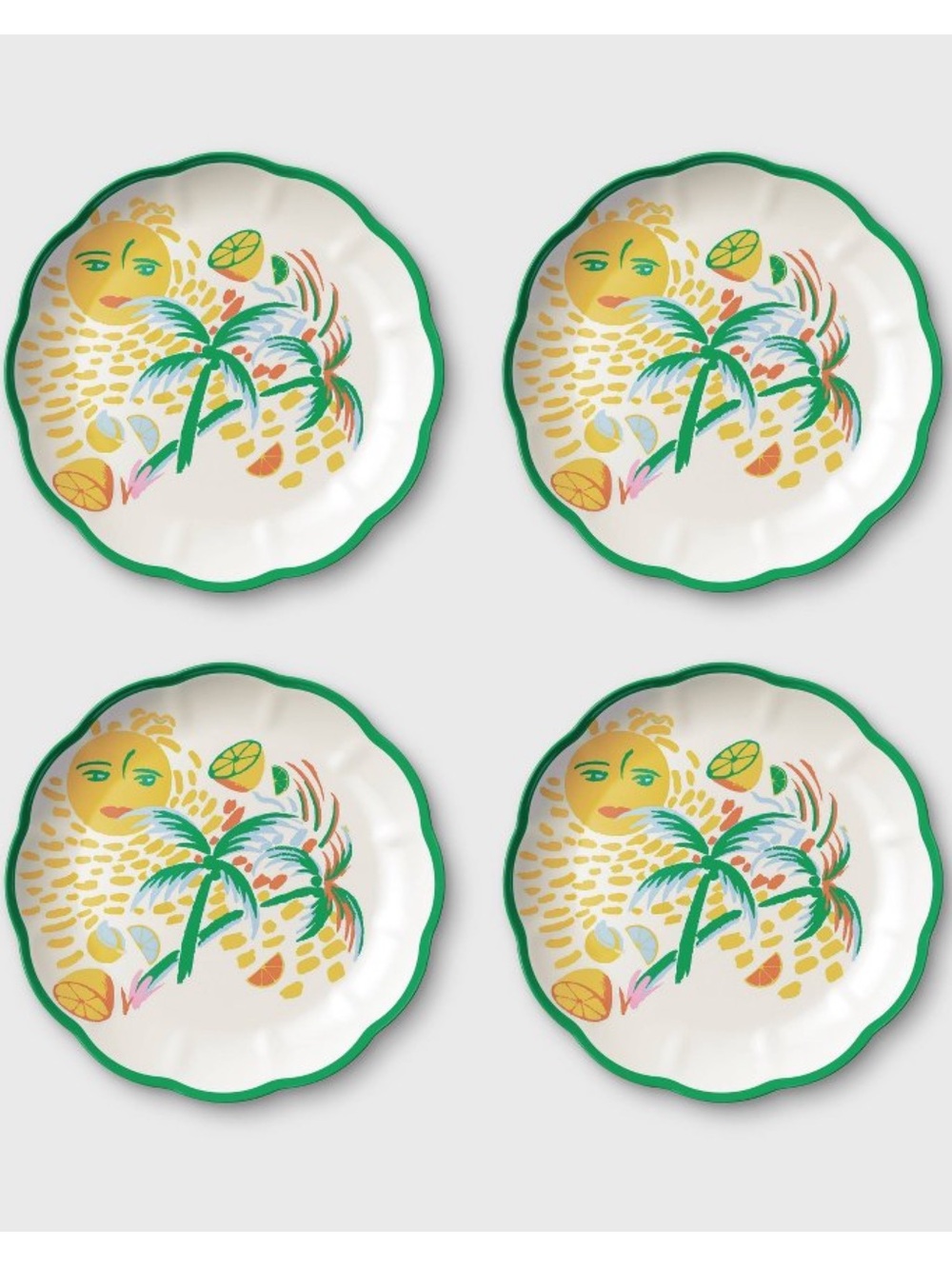 4pc Vacation Melamine Salad Plates Yellow/Green - Roller Rabbit x Target